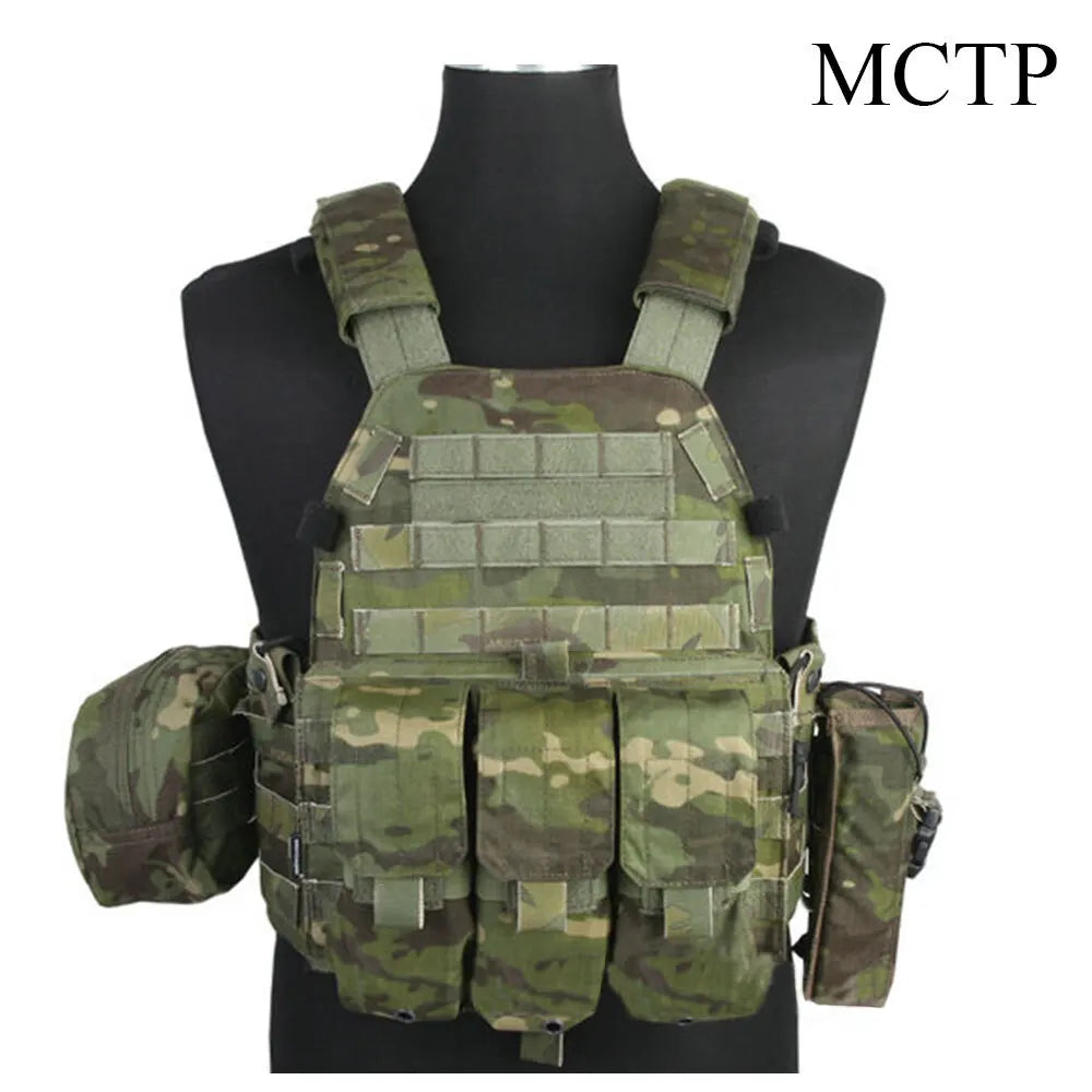 LBT Tactical Vest with Mag Pouch Molle Chest Rig Vest Airsoft Hunting Combat Vest Multi-Camo EM7440