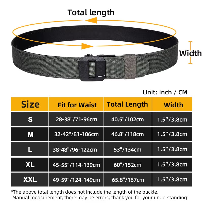 1.5 Inch Hard Tactical Belt W/ Metal Automatic Buckle 1000D Nylon Duty Belt Outdoor Girdle IPSC Accessories 3430