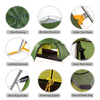 Cloud Peak 2 People Tent Ultralight 2 Persons Camping Hiking Outdoor Tent 20D Nylon Waterproof Fabric NH17K240-Y