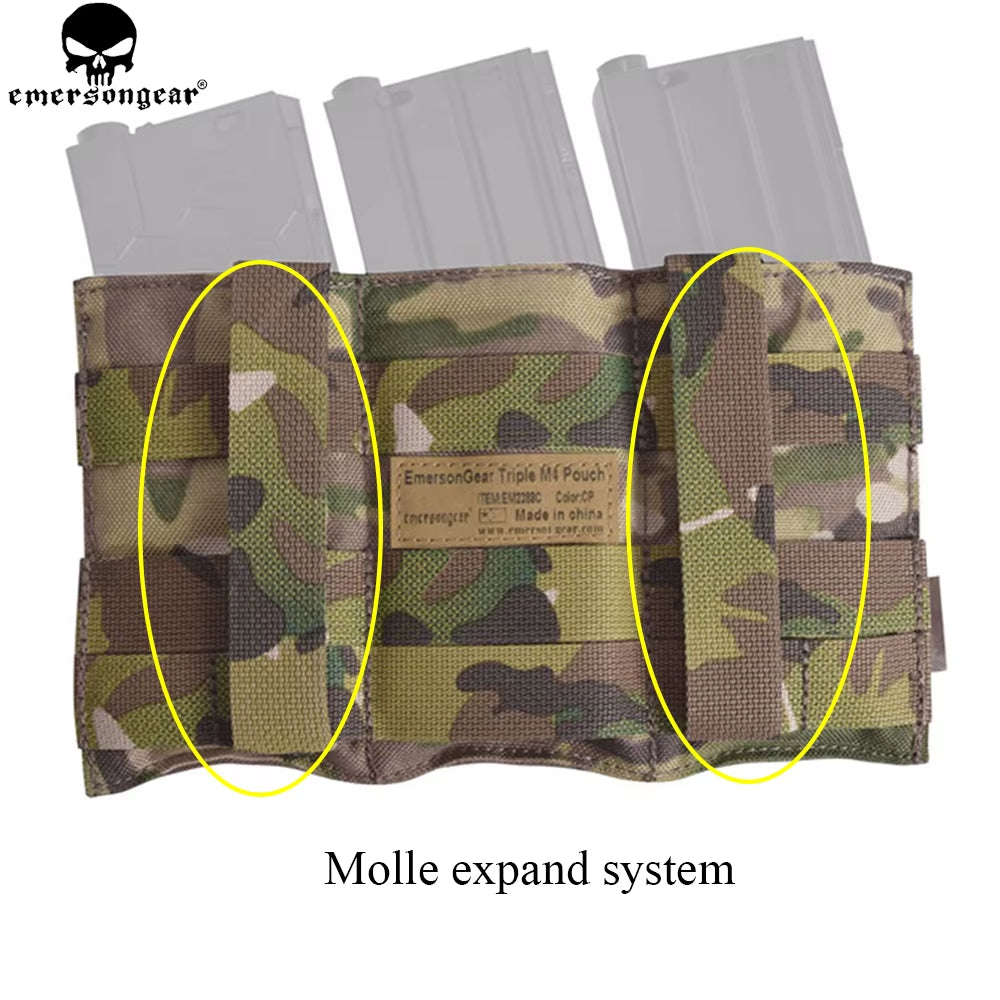 Triple M4 Mag Pouch Tactical Molle Rapid Reloading Magazine Pouch for Airsoft Wargame Gear Painball Hunting EM2388
