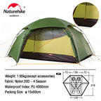 Cloud Peak 2 People Tent Ultralight 2 Persons Camping Hiking Outdoor Tent 20D Nylon Waterproof Fabric NH17K240-Y