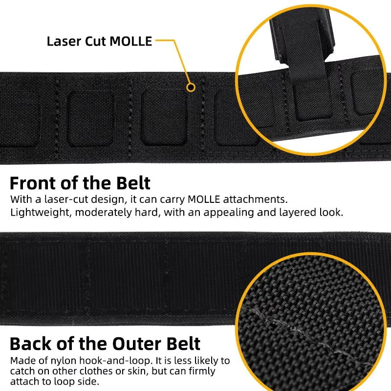 2 Inch Tactical Belt LSR MOLLE Quick Release Metal Buckle Lightweight Man Outdoors Training Waistband 3433