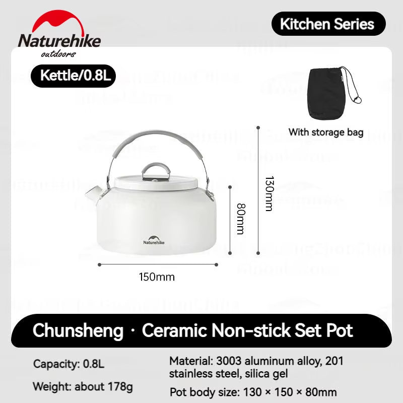 Stainless Steel Ceramic Non-Stick Cookware Outdoor Portable Camping Picnic Tableware Kettle Frying Pan Pot