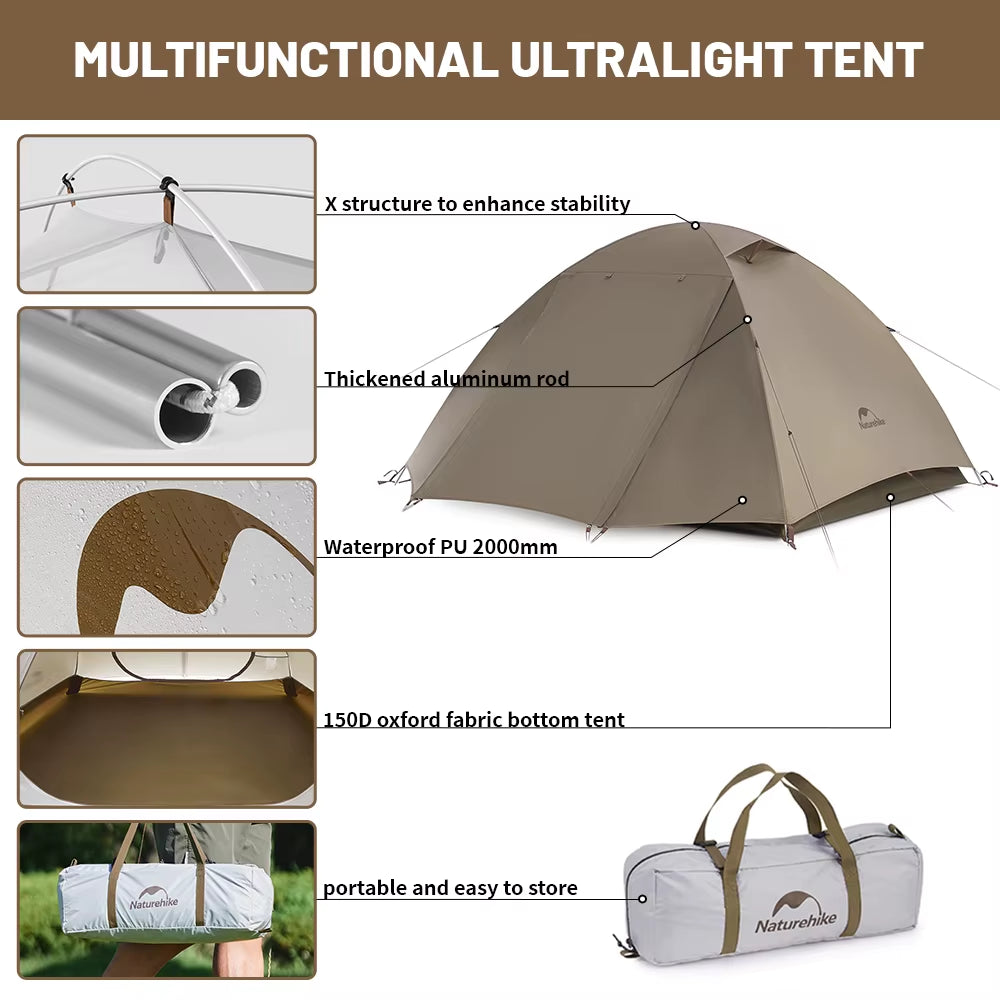 Cloud River Tent 2-3 People Waterproof UPF50+ Camping Tent Outdoor Ultralight Portable Hiking Trekking Sun Shelter