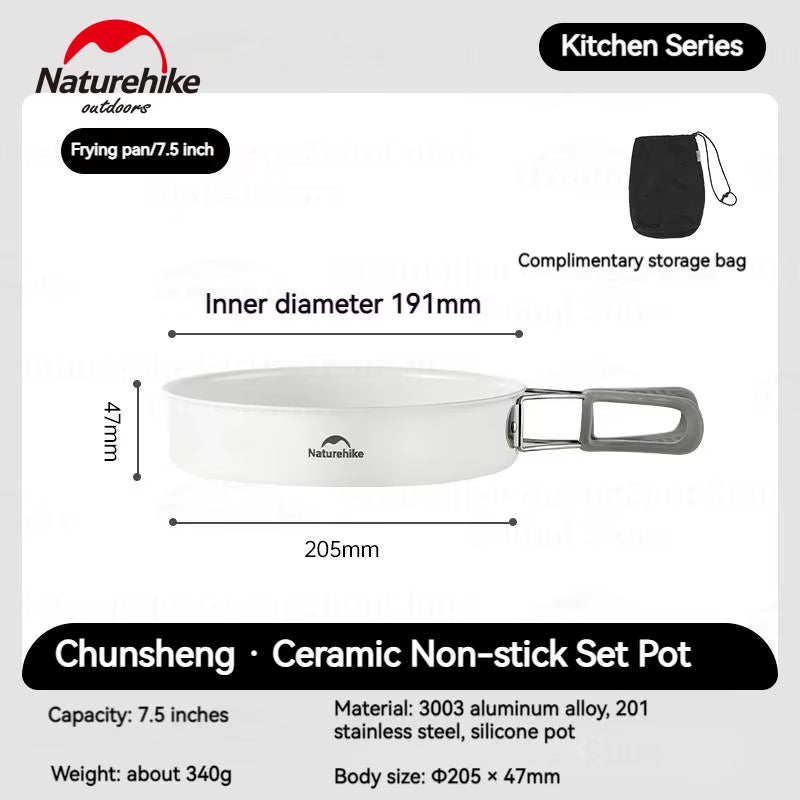 Stainless Steel Ceramic Non-Stick Cookware Outdoor Portable Camping Picnic Tableware Kettle Frying Pan Pot
