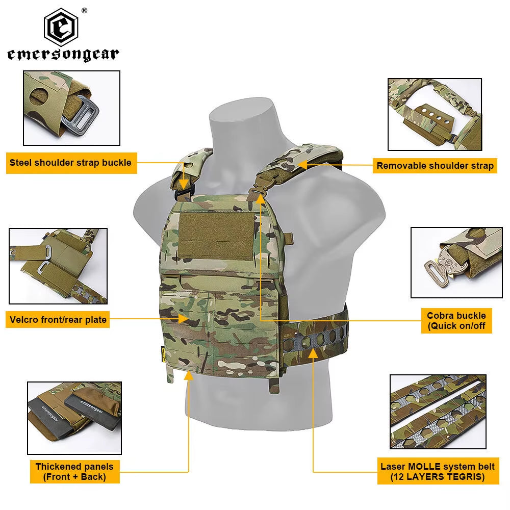 FRO Style V5 Tactical Vest Plate Carrier Combat Nylon Vest for Airsoft Hunting Camouflage Outdoor EM9650