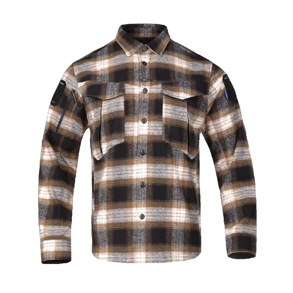 Blue Label "Longicorn" Flannel Shirts Tactical Ergonomic T-Shirts Urban Commuter Tops Camping Hiking Hunting EMB9706