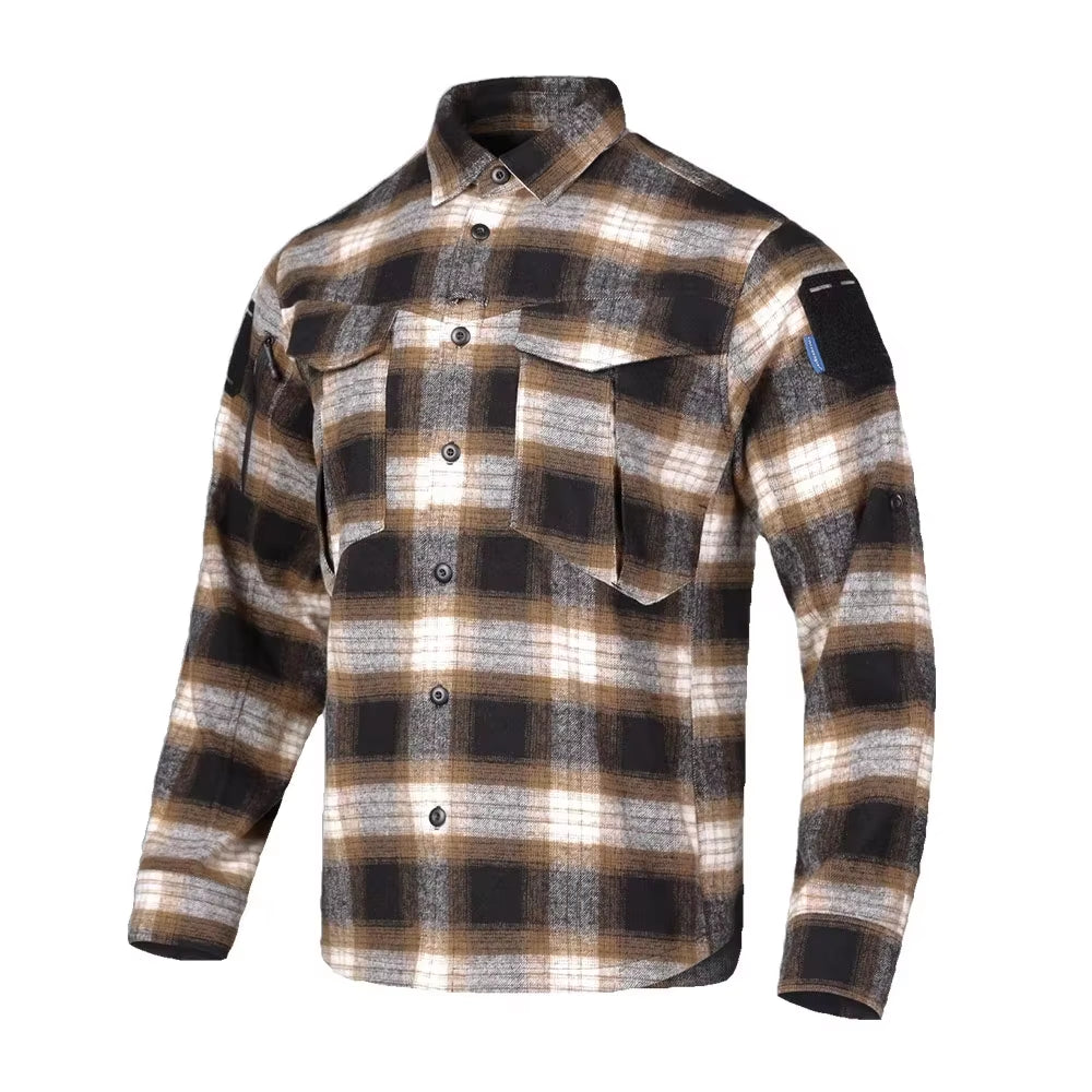 Blue Label "Longicorn" Flannel Shirts Tactical Ergonomic T-Shirts Urban Commuter Tops Camping Hiking Hunting EMB9706