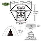 Cloud Peak 2 People Tent Ultralight 2 Persons Camping Hiking Outdoor Tent 20D Nylon Waterproof Fabric NH17K240-Y