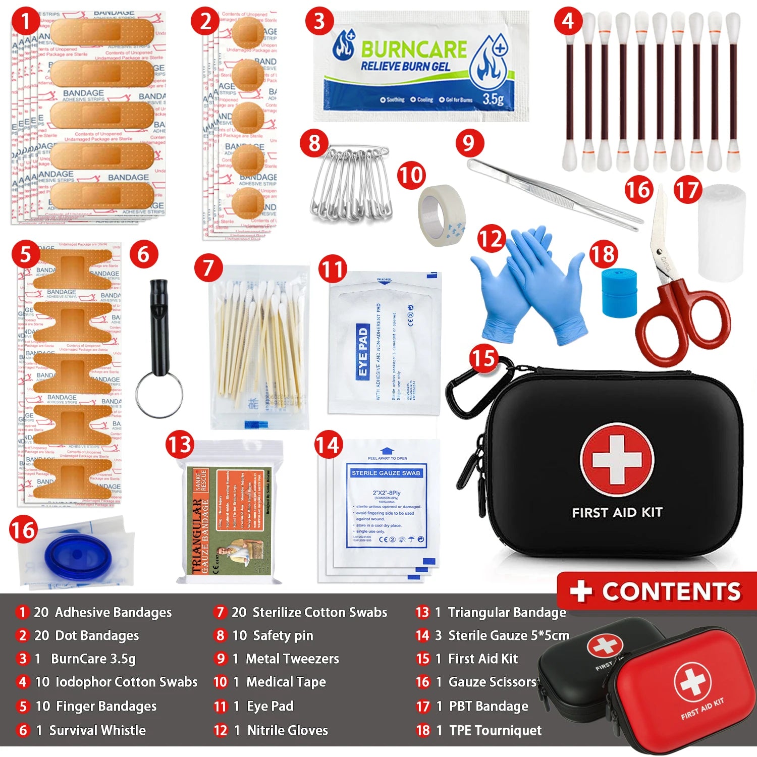 103Pcs Portable Emergency Medical First Aid Bag Kit for Household Outdoor Travel Camping Equipment Medicine Survival